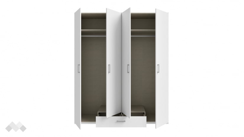 Гардероб Беатрис четирикрилни бял - изглед 5