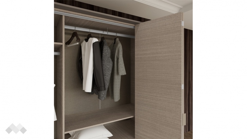 Гардероб Захир четирикрилни мока с лате - изглед 5 - МебелМаг Гардероб Захир четирикрилни мока с лате - изглед 5