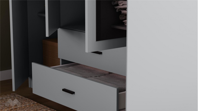 Гардероб Скай четирикрилни нардо сив - изглед 3