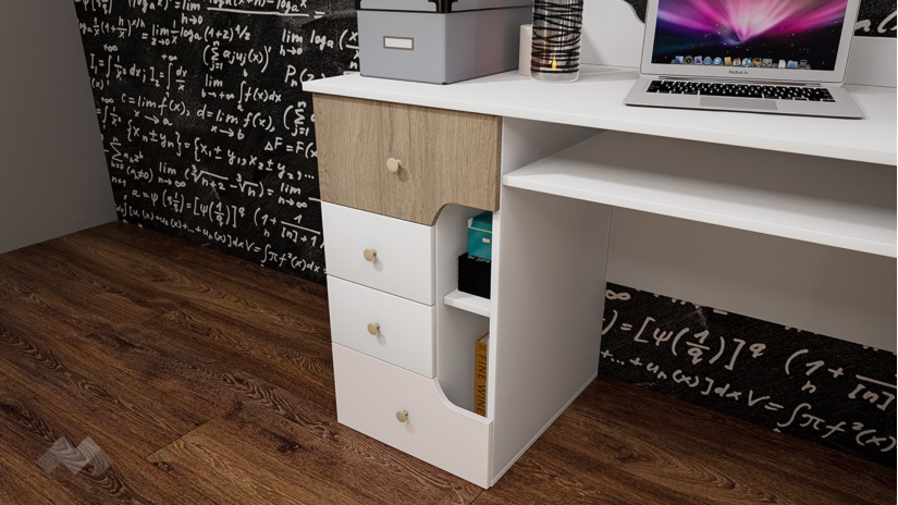 Детски спален комплект Роуз с включен матрак Бонел 90/200 бяло гладко, златно розово и сонома - изглед 9