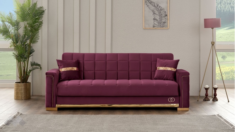 Диван Агра триместни бордо - изглед 2 - МебелМаг Диван Агра триместни бордо - изглед 2