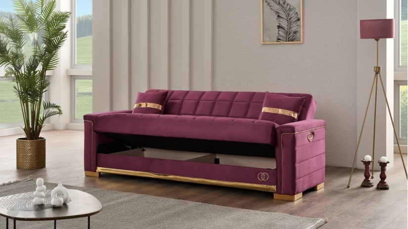 Диван Агра триместни бордо - изглед 3 - МебелМаг Диван Агра триместни бордо - изглед 3