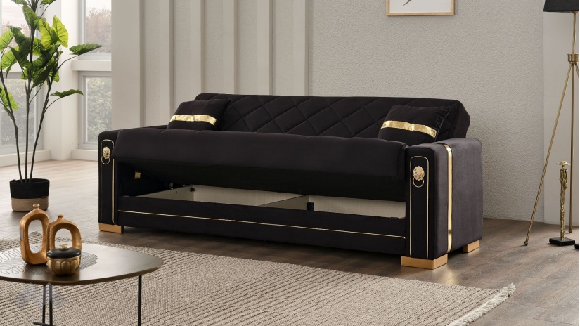 Диван Анталия триместни черен - изглед 3 - МебелМаг Диван Анталия триместни черен - изглед 3