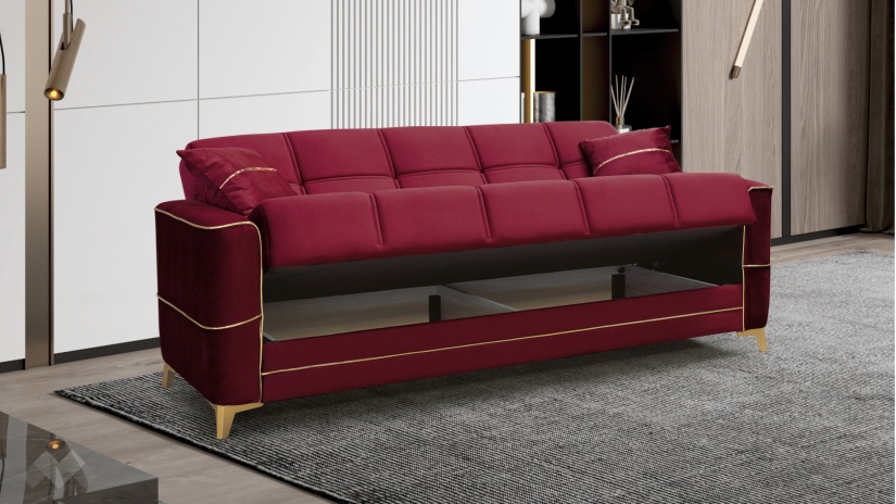 Диван Астон триместни бордо - изглед 3