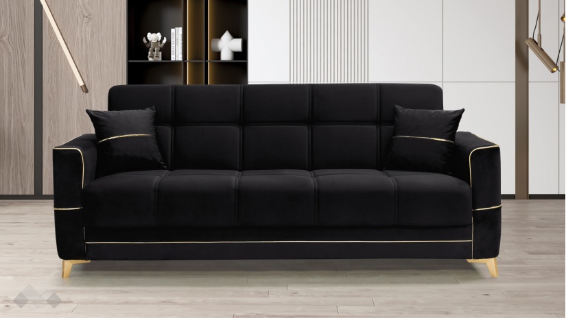 Диван Астон триместни черен - изглед 2 - МебелМаг Диван Астон триместни черен - изглед 2