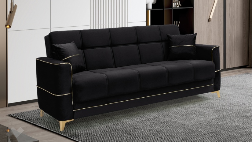 Диван Астон триместни черен - изглед 1 - МебелМаг Диван Астон триместни черен - изглед 1