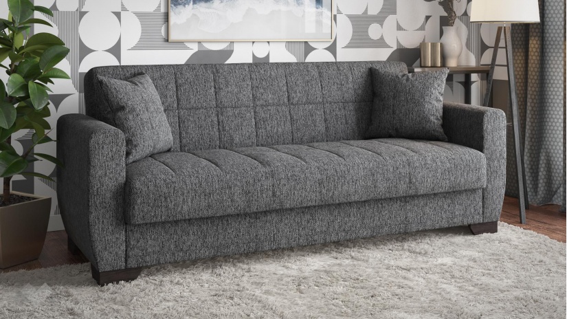 Диван Барато триместни сив - изглед 2 - МебелМаг Диван Барато триместни сив - изглед 2