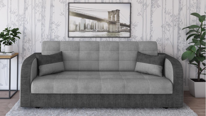 Диван Бари триместни сив с тъмно сиво - изглед 1 - МебелМаг Диван Бари триместни сив с тъмно сиво - изглед 1