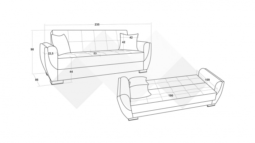 Диван Беланот триместни кафяв с кафява кожа - изглед 5 - МебелМаг Диван Беланот триместни кафяв с кафява кожа - изглед 5