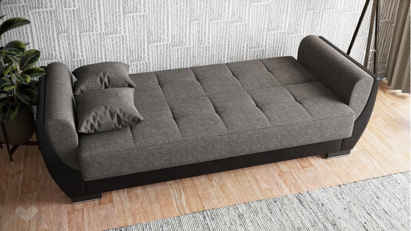 Диван Беланот триместни сив с черна кожа - изглед 3