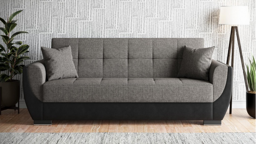 Диван Беланот триместни сив с черна кожа - изглед 2