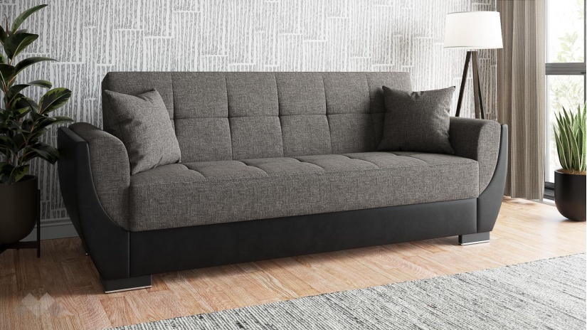 Диван Беланот триместни сив с черна кожа - изглед 1