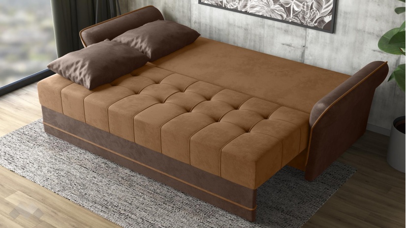 Диван Бени триместни кафяв със светло кафяво - изглед 4 - МебелМаг Диван Бени триместни кафяв със светло кафяво - изглед 4