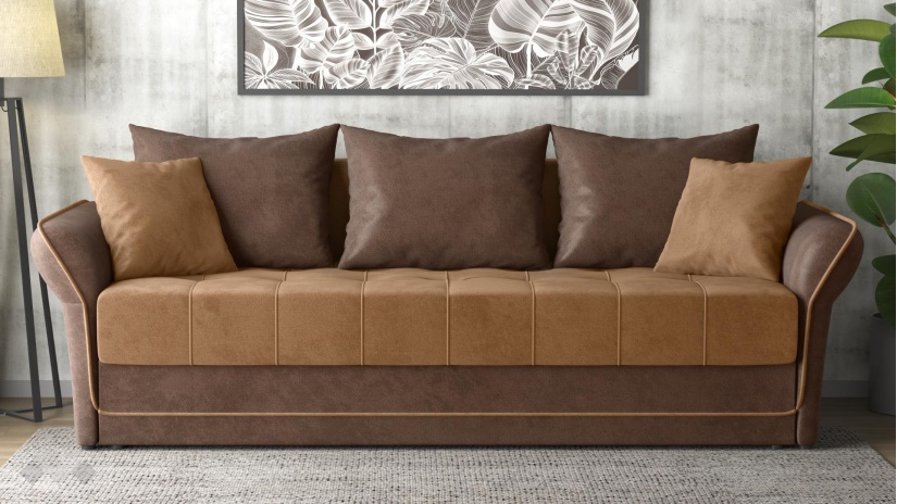 Диван Бени триместни кафяв със светло кафяво - изглед 2 - МебелМаг Диван Бени триместни кафяв със светло кафяво - изглед 2