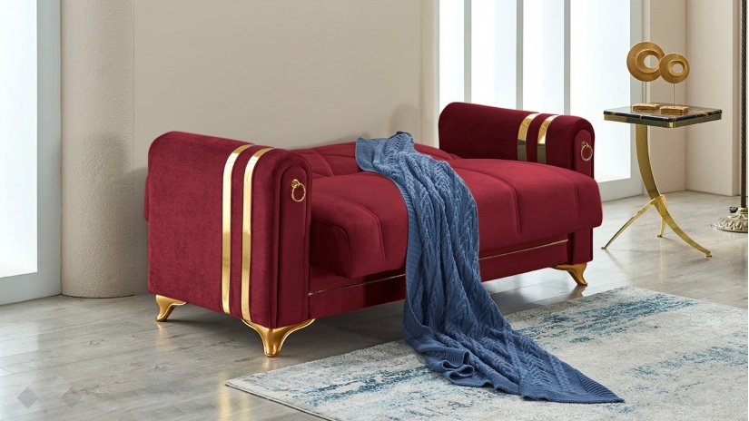 Диван Клара двуместни бордо - изглед 3 - МебелМаг Диван Клара двуместни бордо - изглед 3