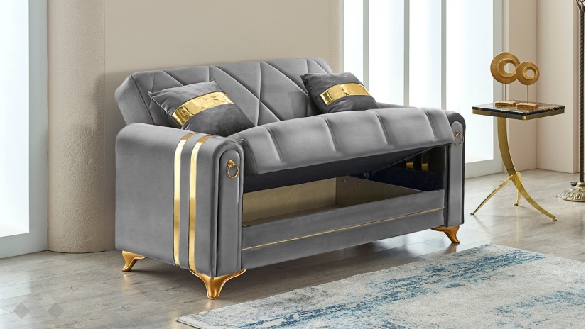 Диван Клара двуместни сив - изглед 2 - МебелМаг Диван Клара двуместни сив - изглед 2