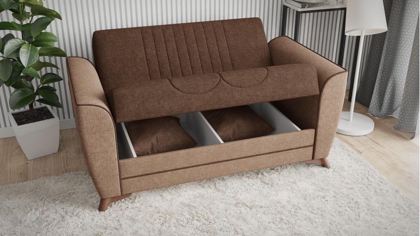 Диван Ялта двуместни кафяв с бежово - изглед 4 - МебелМаг Диван Ялта двуместни кафяв с бежово - изглед 4