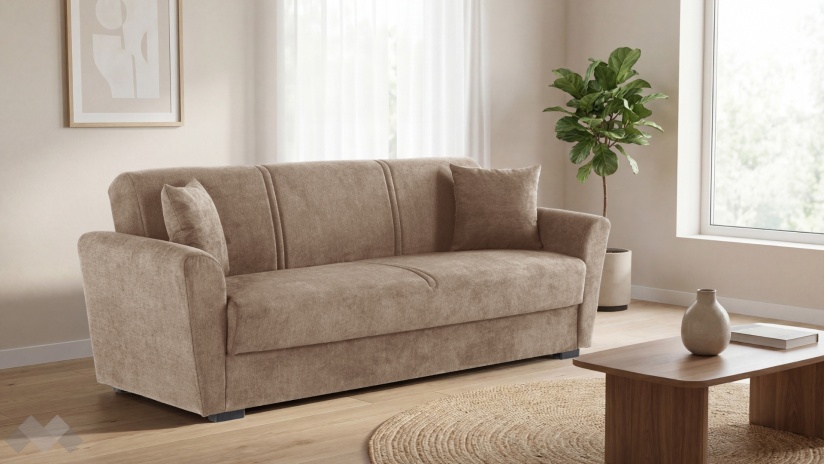 Диван Фокс триместни кафяв - изглед 1