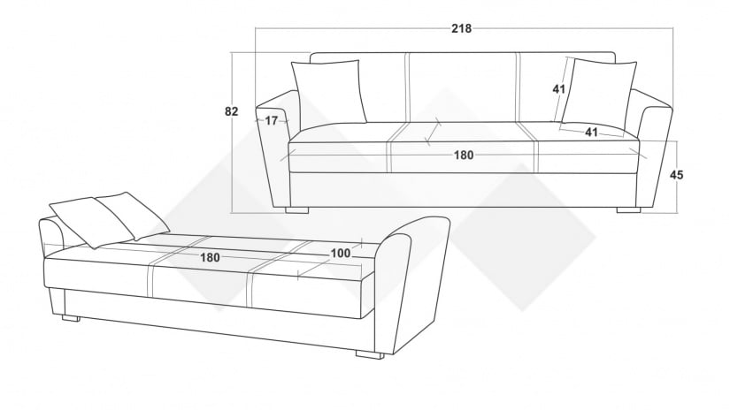 Диван Фокс триместни зелен - изглед 5
