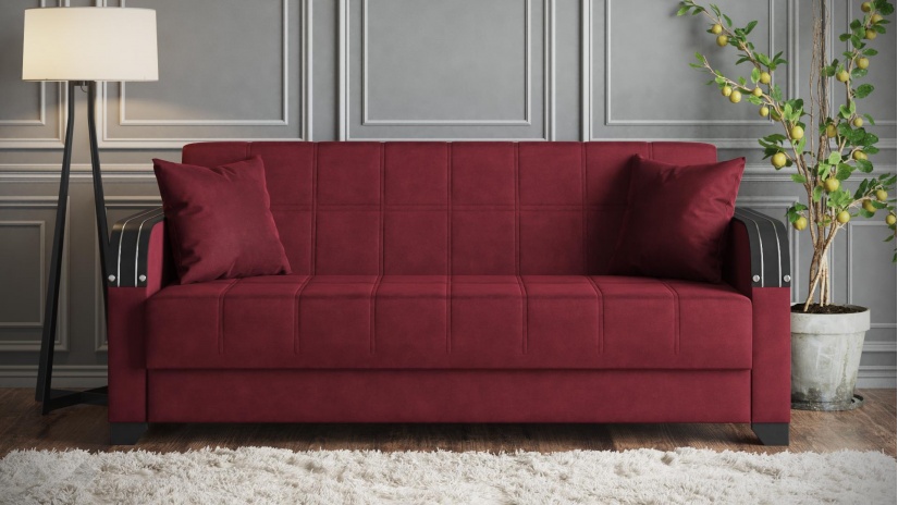 Диван Фъргис триместни бордо - изглед 1 - МебелМаг Диван Фъргис триместни бордо - изглед 1