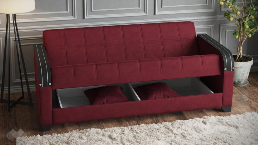 Диван Фъргис триместни бордо - изглед 4 - МебелМаг Диван Фъргис триместни бордо - изглед 4