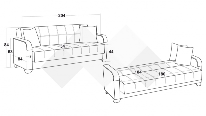 Диван Фъргис триместни бордо - изглед 5 - МебелМаг Диван Фъргис триместни бордо - изглед 5