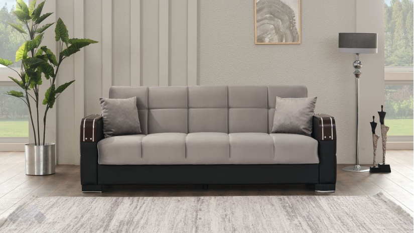 Диван Малатия триместни сив - изглед 2 - МебелМаг Диван Малатия триместни сив - изглед 2