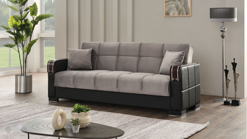 Диван Малатия триместни сив - изглед 1 - МебелМаг Диван Малатия триместни сив - изглед 1