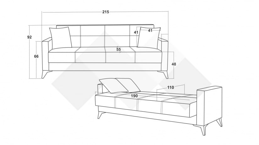 Диван Мира триместни сив - изглед 6 - МебелМаг Диван Мира триместни сив - изглед 6
