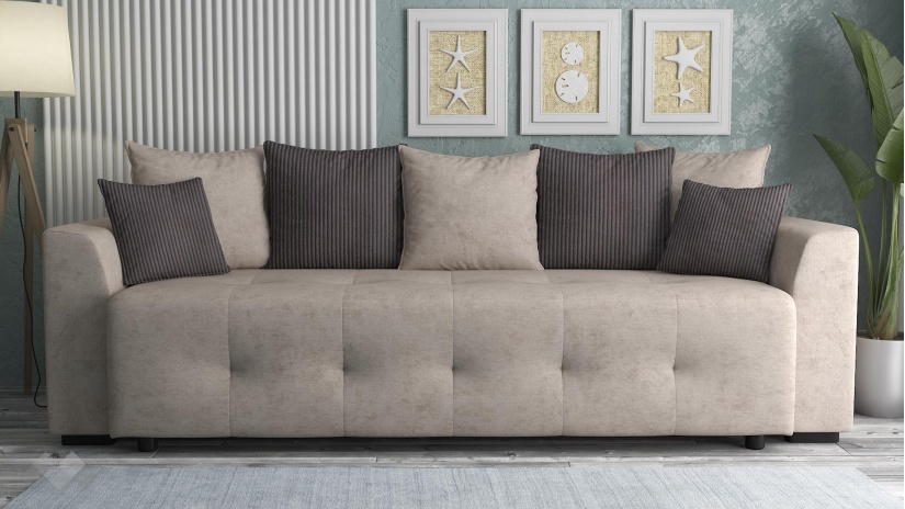 Диван Реджин триместни светло кафяв с кафяво - изглед 2