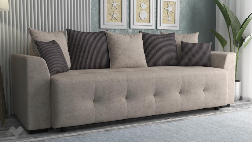 Диван Реджин триместни светло кафяв с кафяво - изглед 1