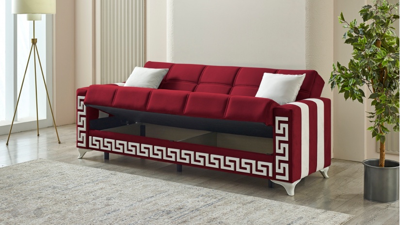 Диван Сабина триместни бордо - изглед 2