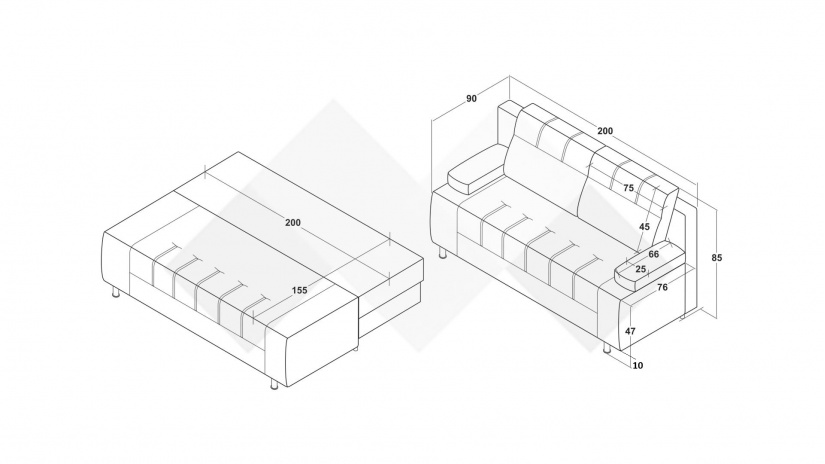 Диван Тори триместни кафяв - изглед 6