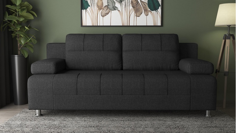 Диван Тори триместни тъмно сив - изглед 2 - МебелМаг Диван Тори триместни тъмно сив - изглед 2