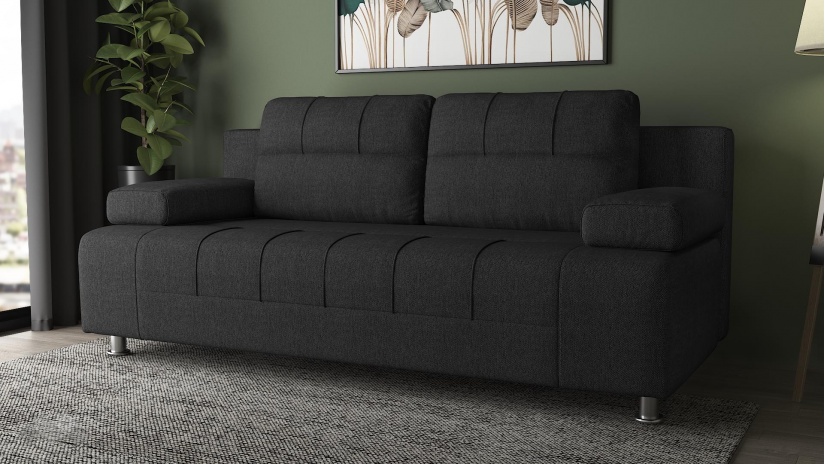 Диван Тори триместни тъмно сив - изглед 1 - МебелМаг Диван Тори триместни тъмно сив - изглед 1