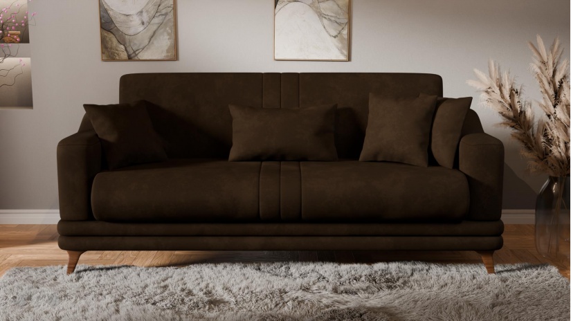 Диван Арелис триместни кафяв - изглед 2