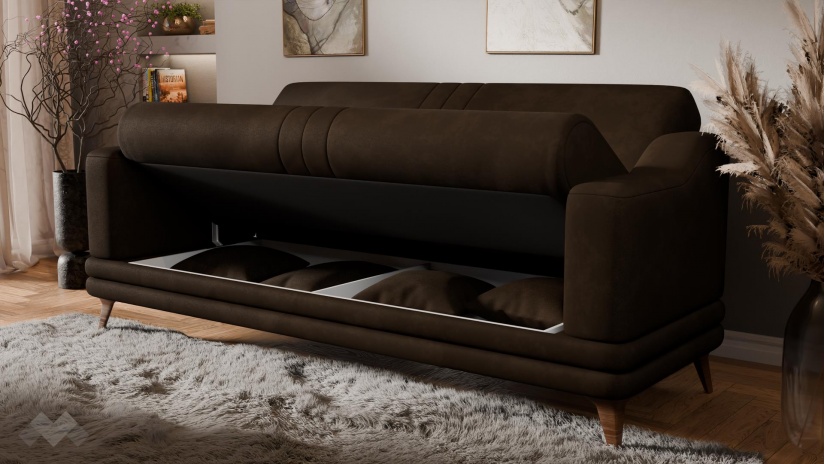 Диван Арелис триместни кафяв - изглед 3