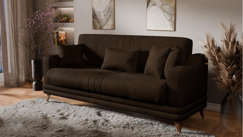 Диван Арелис триместни кафяв - изглед 1