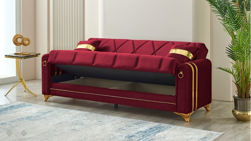 Диван Клара триместни бордо - изглед 2 - МебелМаг Диван Клара триместни бордо - изглед 2