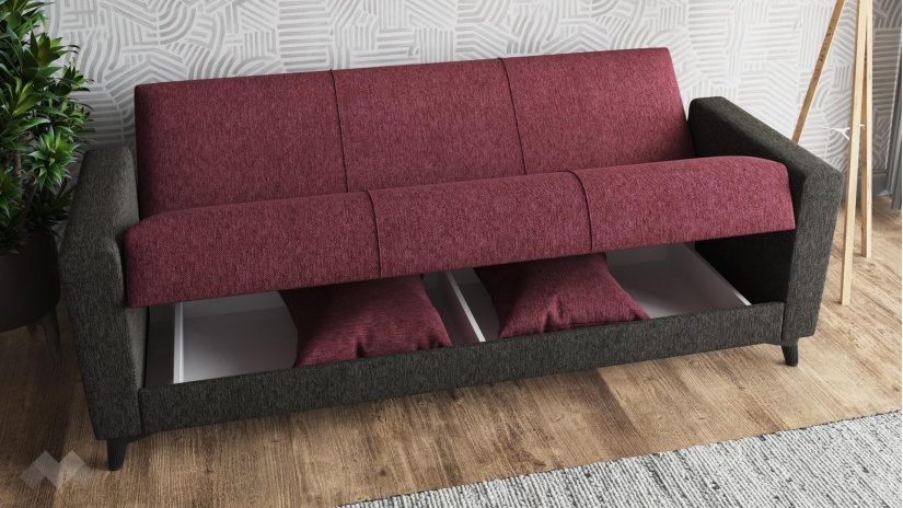 Диван Долче триместни бордо с черно - изглед 3