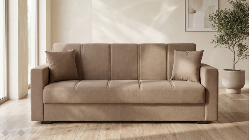 Диван Фиорина триместни кафяв - изглед 1 - МебелМаг Диван Фиорина триместни кафяв - изглед 1