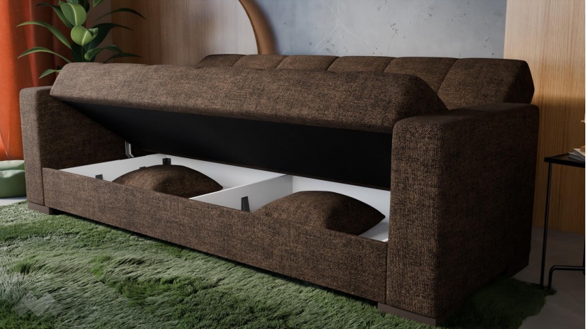 Диван Канзас триместни кафяв - изглед 3