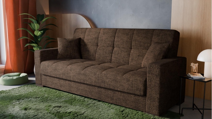 Диван Канзас триместни кафяв - изглед 1