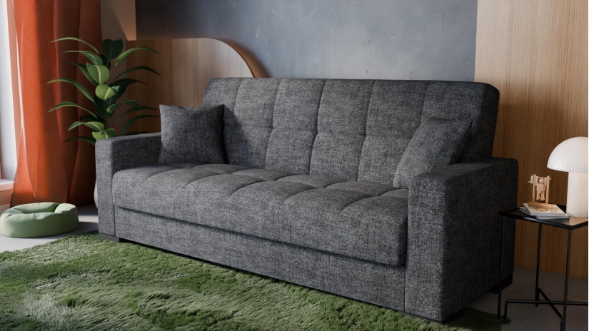 Диван Канзас триместни сив - изглед 1