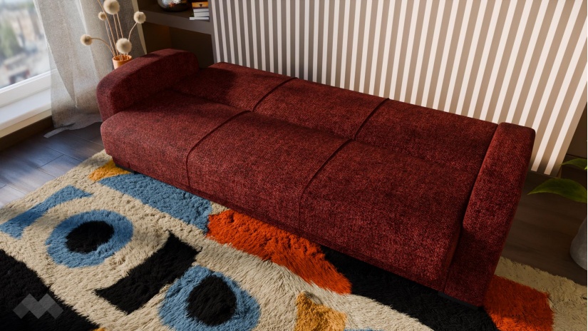 Диван Кони триместни бордо - изглед 4