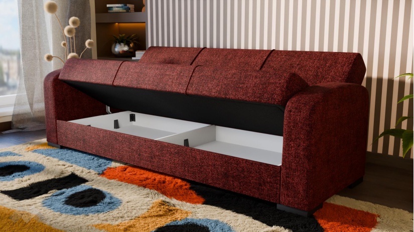 Диван Кони триместни бордо - изглед 3