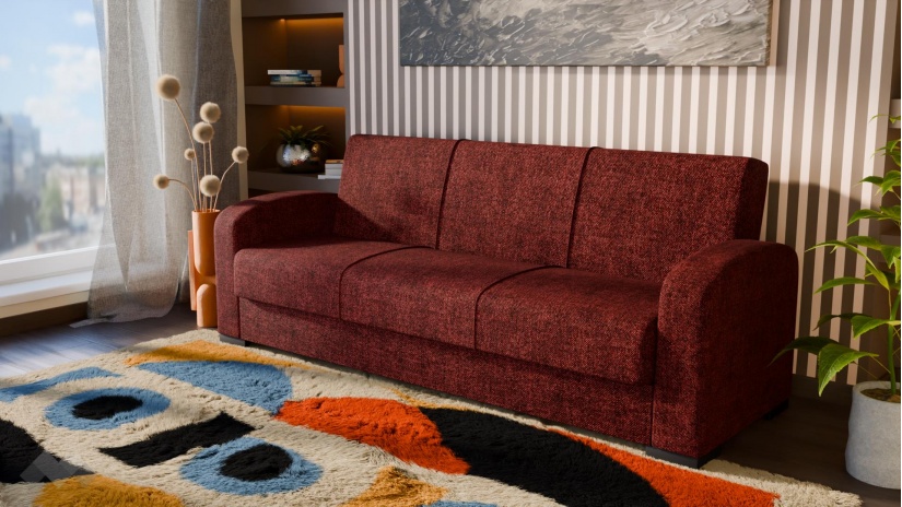 Диван Кони триместни бордо - изглед 1