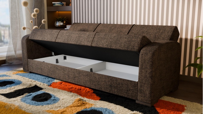 Диван Кони триместни кафяв - изглед 3