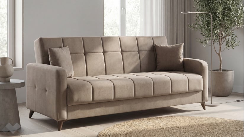 Диван Ламина триместни кафяв - изглед 1