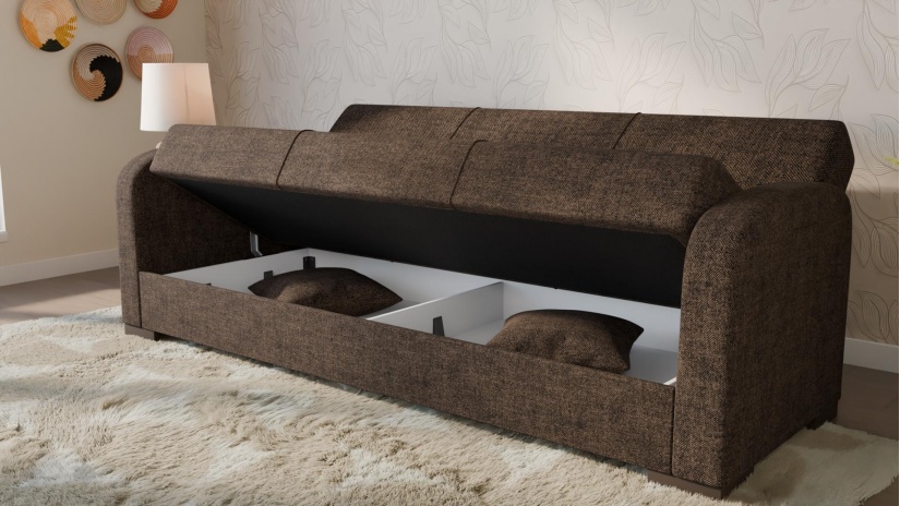 Диван Мартина триместни кафяв - изглед 3 - МебелМаг Диван Мартина триместни кафяв - изглед 3